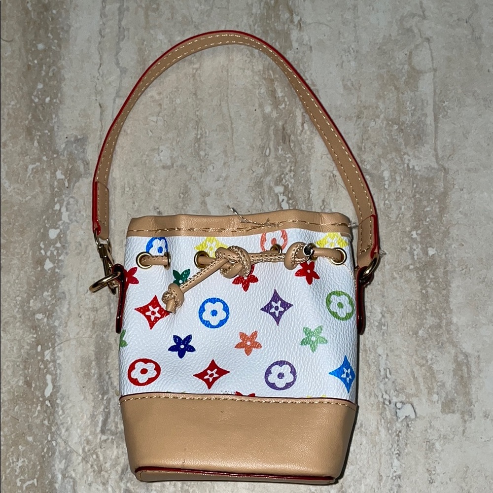 Multicolor Designer inspired Bucket Micro mini tote keychain Bag wristlet